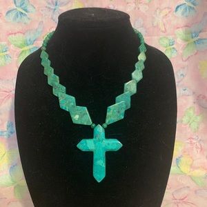 Jay King Sterling and Turquoise cross necklace. 12” in length sold on HSN